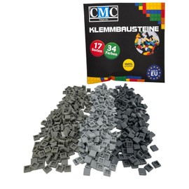 750 Clamping Blocks Tiles Building Blocks 1 x 1 Nubs Compatible Grey Mix Bluish Grey
