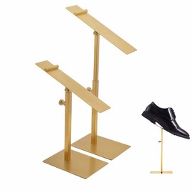 VIDAYA Gold Shoe Display Stand, Stainless Steel Shoe Display Risers Stand Countertop Adjustable Retail Supplies, Shoe Rack Set of 2