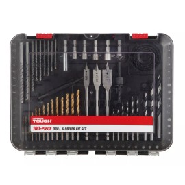 Hyper Tough 100 Piece Wood Metal Masonry Drill Bits Nut Screw Driver Bits Hole Saw Tool Kit