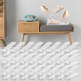 TOOKNIN Adjustable Shoe Slots Organizer,24PACK Transparent Shoe Stackers Shoe Rack Holder Shoe Space Savers Double Layer Stack Shoe Racks for Closet Organization(Transparent)