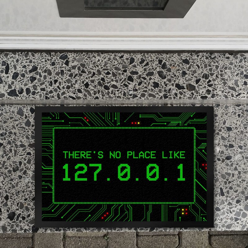 trendaffe Localhost Doormat with IP Address 127.0.0.1 in Green -