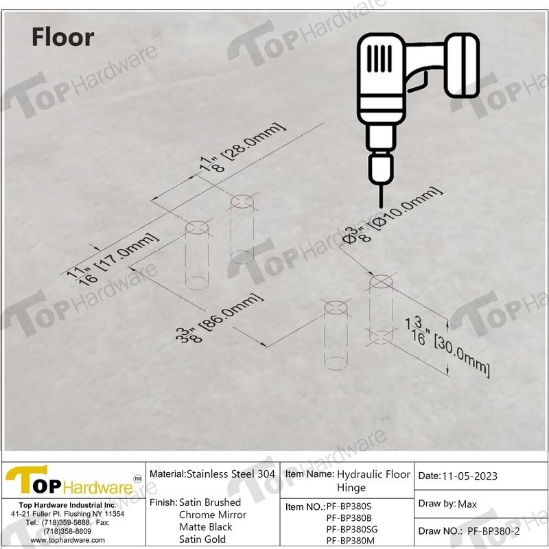 Top Hardware Stainless Steel 304 Grade Glass Door Hydraulic Floor