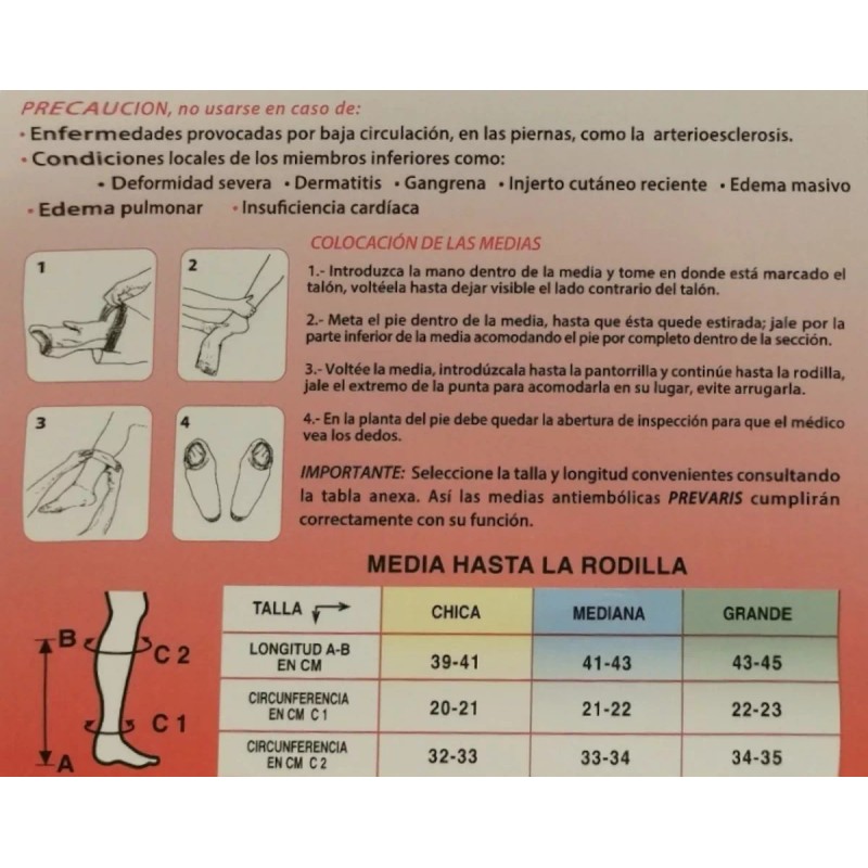 Media Antiembólica Ted Trombosis A La Rodilla R500 Prevaris