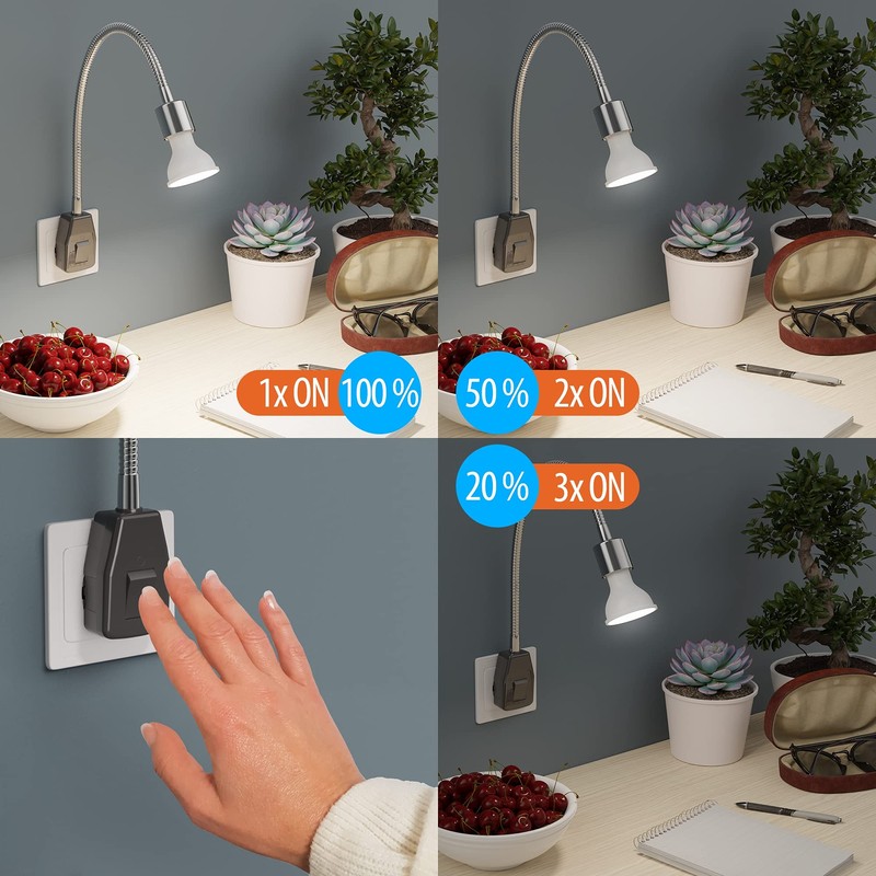 ledscom.de LESCH 2 Piece Socket Lamp Reading Lamp Gooseneck Switch