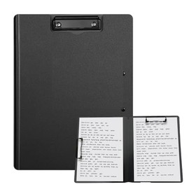 Clipboard, A4 Clipboard with Lid, Clipboards with Durable Clip, Clipboard Folder for Office Workers, Students, Teachers (31.5 cm x 22.5 cm) - Black