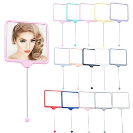 Frinnovan 15 Pack Beadable Mirrors with Blank Bar Cute Travel Makeup Handheld Mirror Cosmetic Dazzling Mirror Portable Hand Mirrors for Women DIY Jewelry Making Beaded Crafts (14 Colors-Sqare)