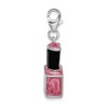 Adornica Diamonds Sterling Silver Rhodium-Plated 3-d Enameled Pink Nail Polish