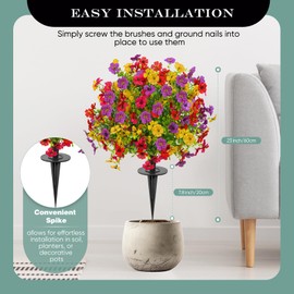 23" Set of 2 Artificial Boxwood Topiary Ball with Violet Flowers with Spikes for Outdoor , UV Resistant Faux Greenery Shrubs, Realistic Fake Bushes Plants for Garden, Yard, Front Porch, Patio Decor