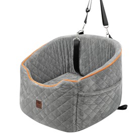 Aidou Dog Booster Seat for Small to Large Dogs & Cats, Pet Travel Safety Seat with Storage & 2 Rope, Dual-use for Car & Home (Grey, Medium)