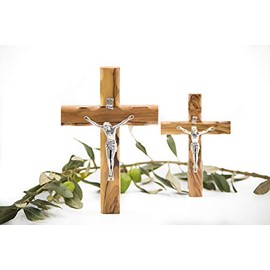 Holy Land Made Olive Wood Wall Cross from Bethlehem (5 Inches Crucifix)