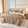 Joyreap 3-Piece Fluffy Faux Fur Sherpa Comforter Set Coffee, Queen