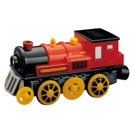 maxim enterprise, inc. Red Motorized Toy Train Engine - Classic Steam Locomotive with Real Chug-Chug Sound, Bells, Whistle. Rubber Wheel Tread for Traction. Colorful Dark Red, Black &Yellow
