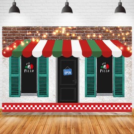 Delicious Pizza Store Vintage Pizzeria Shop Brick Wall Newborn Baby Shower Kids Birthday Party Photo Backdrop, 6X4FT