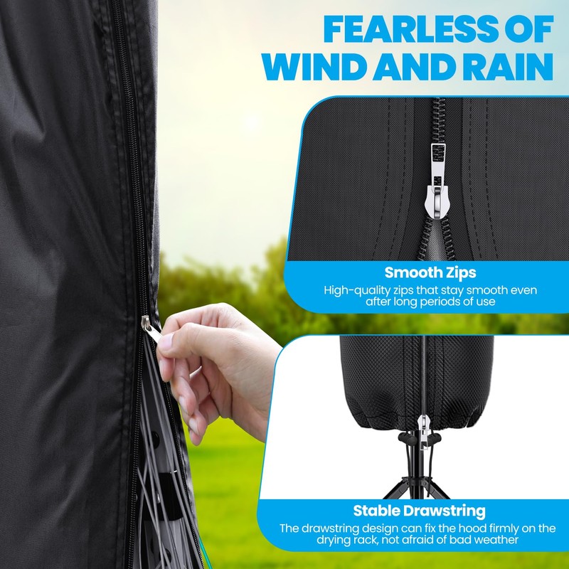 Mrrihand Rotary Washing line Protective Cover, Black, 200cm