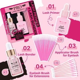 Lash Bonder Lash Primer for Eyelash Extensions Kit Longer Retention Glue Accelerator Lash Sealant Eyelash Bonder Primer 2 IN 1 Pre-Treatment for Professional Lash Extension (15ml+15ml)