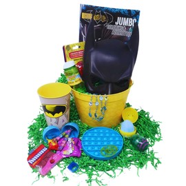 Ja'Cor Black Easter Basket DIY, Black Bat Superhero-Themed Easter Basket Filled with Chocolates Candy Eggs Treats Assorted Activities Stuffers, Gift Baskets For All Occasions Care Package