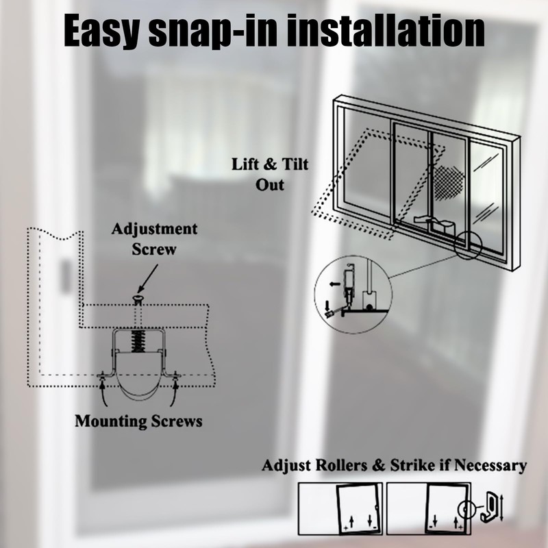 Sliding Screen Door Bottom and Top Rollers Replacement with 1"