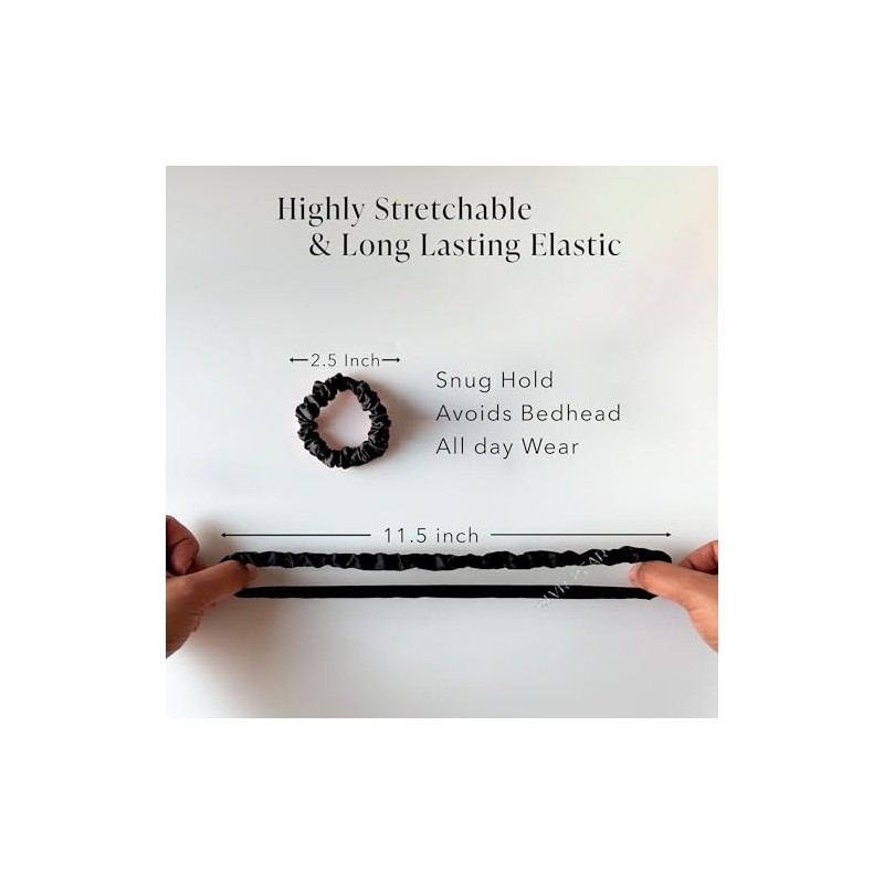 SILVR BEAR Luxury Satin Skinny Black Scrunchies