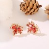 ATIMIGO Orange Maple Leaf CZ Crystal Stud Earrings Delicate and