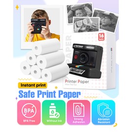 Eveedo 16 Rolls Instant Print Camera for Kids Refill Print Paper,HD Printing Thermal Print Paper Set Portable Refill Print Paper