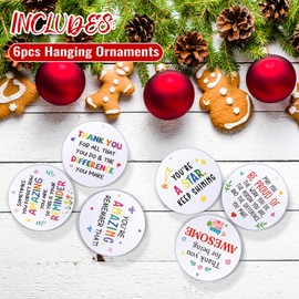 Namalu 6 Pcs Thank You Gifts Acrylic Pendant, Appreciation Gifts for Coworker Teacher Employee, Thank You Hanging Ornaments, Inspirational Gifts for Colleagues Nurses (Round,Bright Pattern)