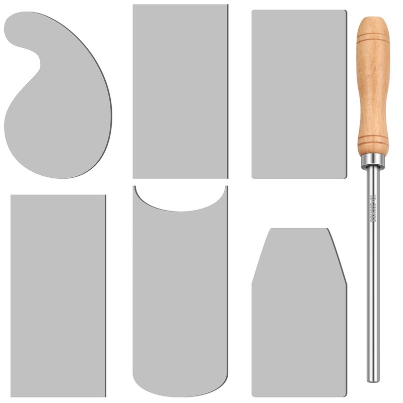 Therwen Scraper Burnisher and 6 Pcs Multi-Shaped Scraper Set Burnishing