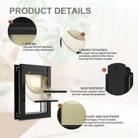 Classicmacher Heavy Duty Dog Door with Double Sliding Lock Panel, Aluminum Large Dog Door for Exterior Door, Magnetic Double Flaps Dog Door for Large and Medium Dog Up to 200LBS (Double Flaps,X-Large)