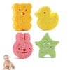4Pcs Baby Bath Sponges, Soft Safe Animal Shapes Baby Bath