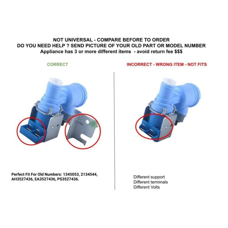 5220JA2009D CKDA2009DX compatible with Kenmore, LG Refrigerator Water Inlet Valve