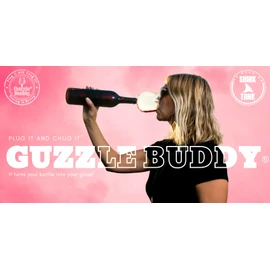 Guzzle Buddy 2GO Unbreakable Tritan Plastic 16 Ounce Wine Glass, It Turns Your Bottle Into Your Glass, Wine Bottle Topper Christmas Gift White Elephant for Wife - Liquid Therapy Design