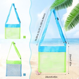 3 PCS Beach Toy Bag Mesh Sand Toy Beach Bag Large Mesh Beach Backpack and Adjustable Seashell Bag for Shell Collecting Pool Toys Storage