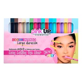 Lápiz Delineador Pink Up Long Lasting Eye Liner Box 18 Pz Mate Kit Completo