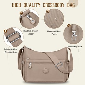 HUANLANG Crossbody Bag for Women Waterproof Lightweight Purses Nylon Crossbody Handbags Casual Multipocket Shoulder Bag
