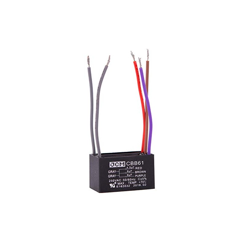 JCM 5 Wire Ceiling Fan Capacitor 4.5 uF + 6