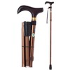 ストリックスデザイン 杖 踏ん張りつえ先ステッキ 太目 折り畳み式 伸縮式 ブラウン 茶 約79~89cm(使用時全長) 杖先19mm