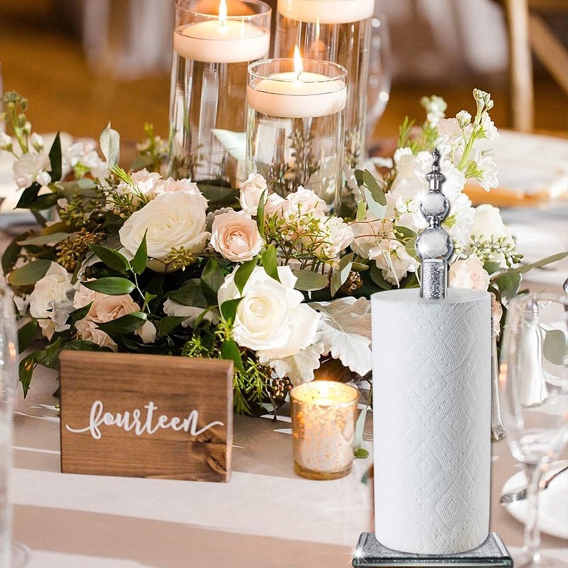Handmade Silver Paper Towel Roll Holder,Crystal Crushed Diamonds Paper Towel