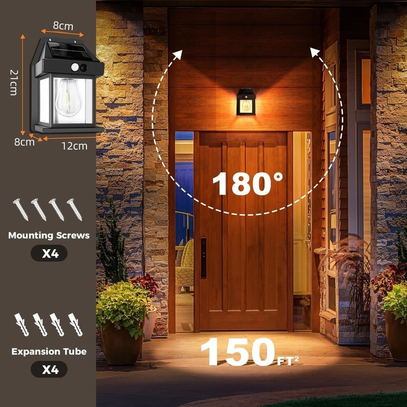 XIJUAN Solar Wall Lights Outdoor, Dusk to Dawn Motion Sensor