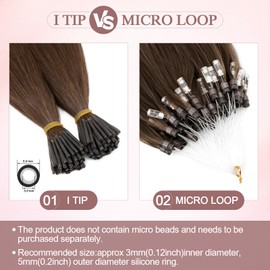 SEGOHAIR Micro Loop Hair Extensions Real Human Hair -16 Inch/50g Platinum Blonde Tangle-Free Silky Soft Micro Ring Cold Fusion Transparent Line-Invisible Seamless Look