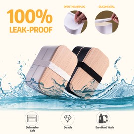 Bento Box with Lunch Bag Microwavable All-in-One Meal Prep Compartment Lunch Containers with Utensils Leak Resistant Lunch Box with Sauce Container 60oz White