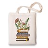 OUZ Aesthetic Floral Books Tote Bag, Flower Canvas Tote Bag