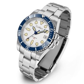CADISEN Automatic Watch Men's Mechanical Waterproof NH35 Watches Men Leisure Business, blue, Bracelet