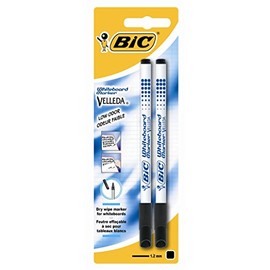 Velleda 1721 BIC Erasable Markers, Fine Point, Black (Pack of 2)