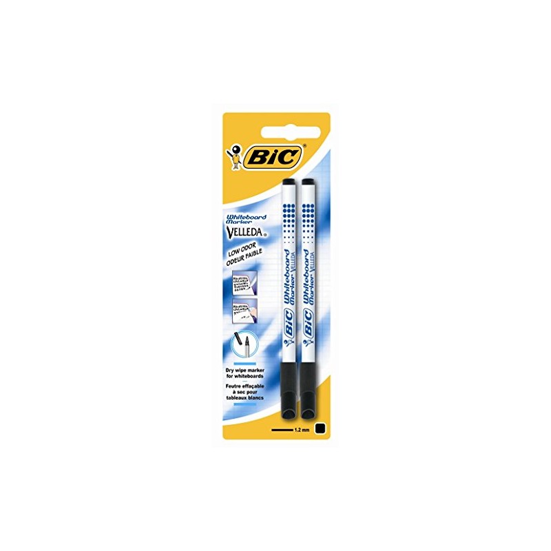 Velleda 1721 BIC Erasable Markers, Fine Point, Black (Pack of