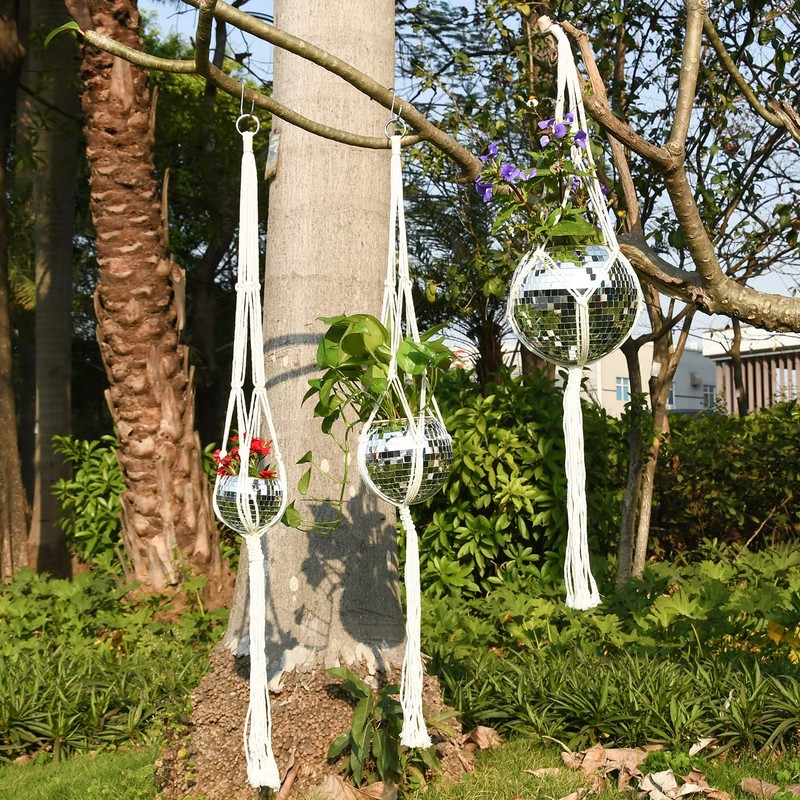 FGBNM 6" Disco Ball Planter, Disco Ball Plant Hanger with