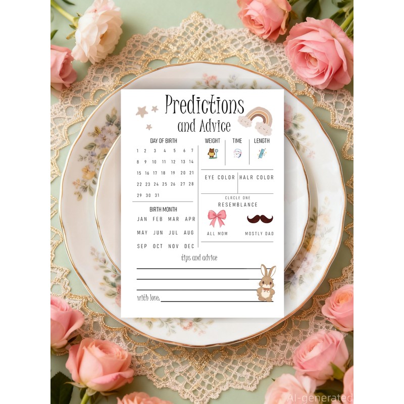 30PCS Boho Rainbow Baby Shower Games, Boho Predictions and Advice