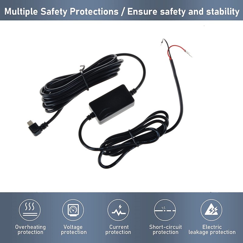 Digipartspower 12v to 5v Hard Wire Adapter Cable Mini USB
