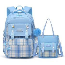 Alrisg Teen Girls Backpack Aesthetic Laptop Bookbag Elementary Middle School Travel Daypacks Mochilas Escolares Blue Tote