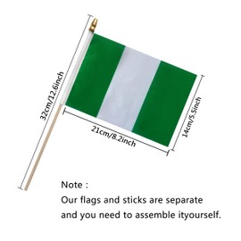 TSMD Nigeria Stick Nigerian Small Mini Hand Held Flags,5x8 Inch,12 Pack
