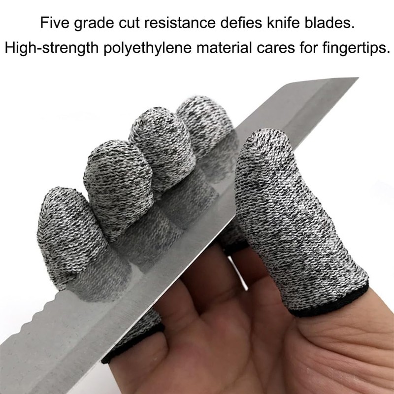 Blue, Finger Cots Cut Resistant Protection, 10 Pieces Reusable Finger