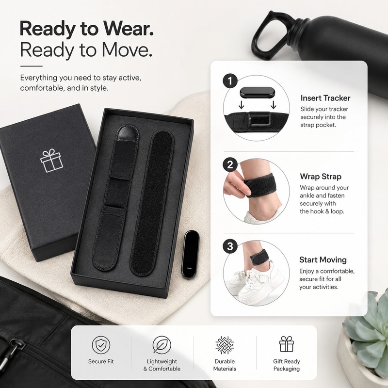 Fitness Tracker Ankle Strap Set for Steps – Adjustable Wrist